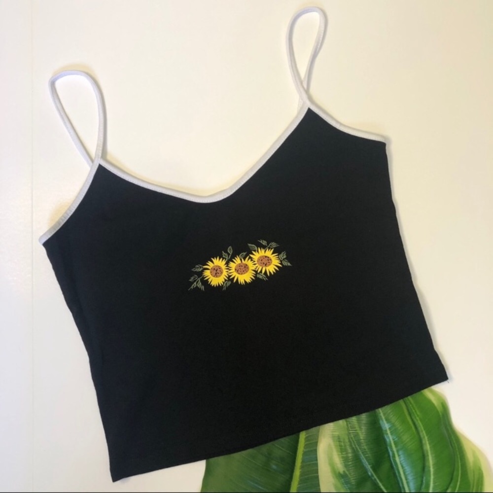 SHEIN Sunflower Print Crop Tanktop